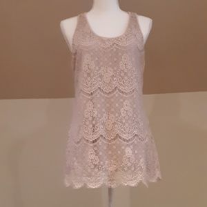 Beautiful pink lace tank top